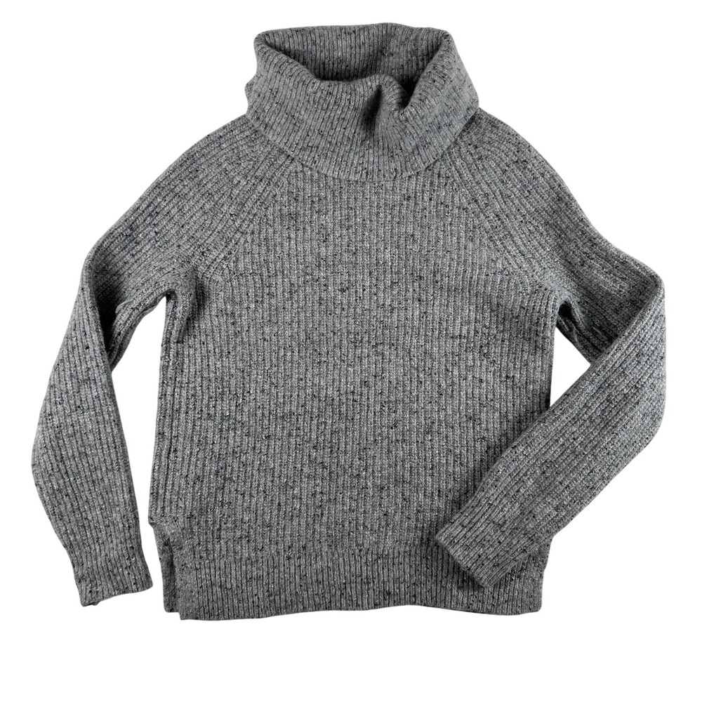 J.Crew Mercantile Sweater Womens XS Gray Lambswool Turtleneck Ribbed Pullover